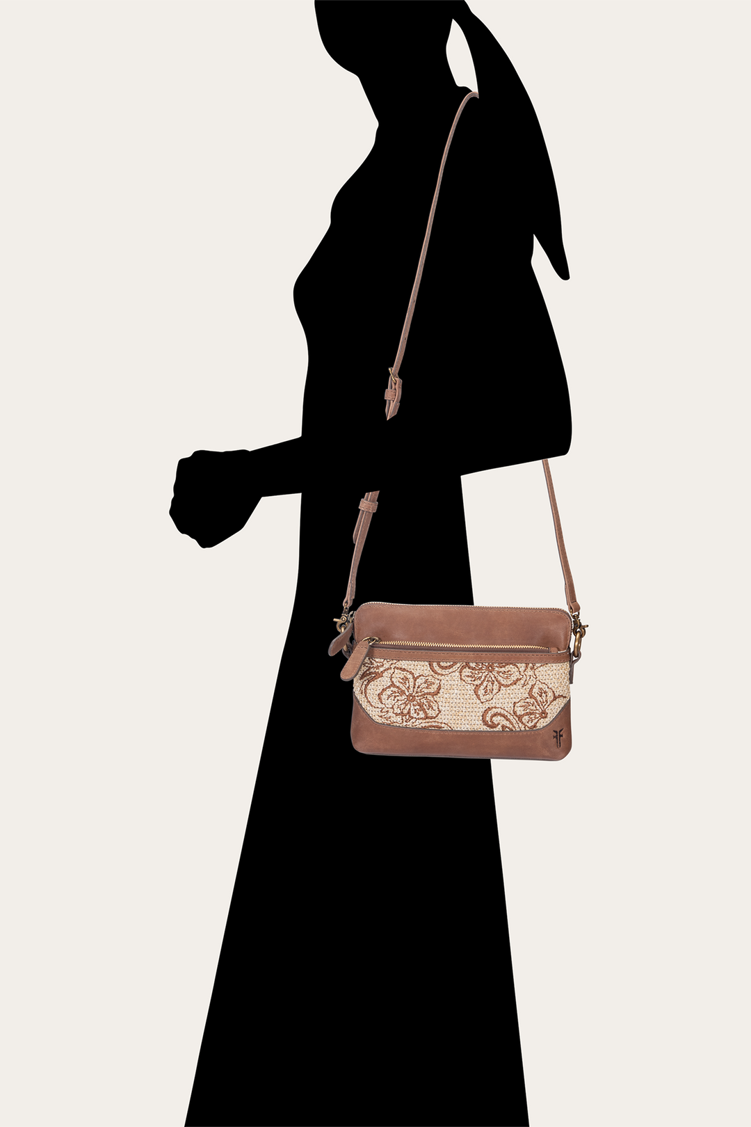 Women's Floral Crossbody Wristlet Wallet Cognac - Frye
