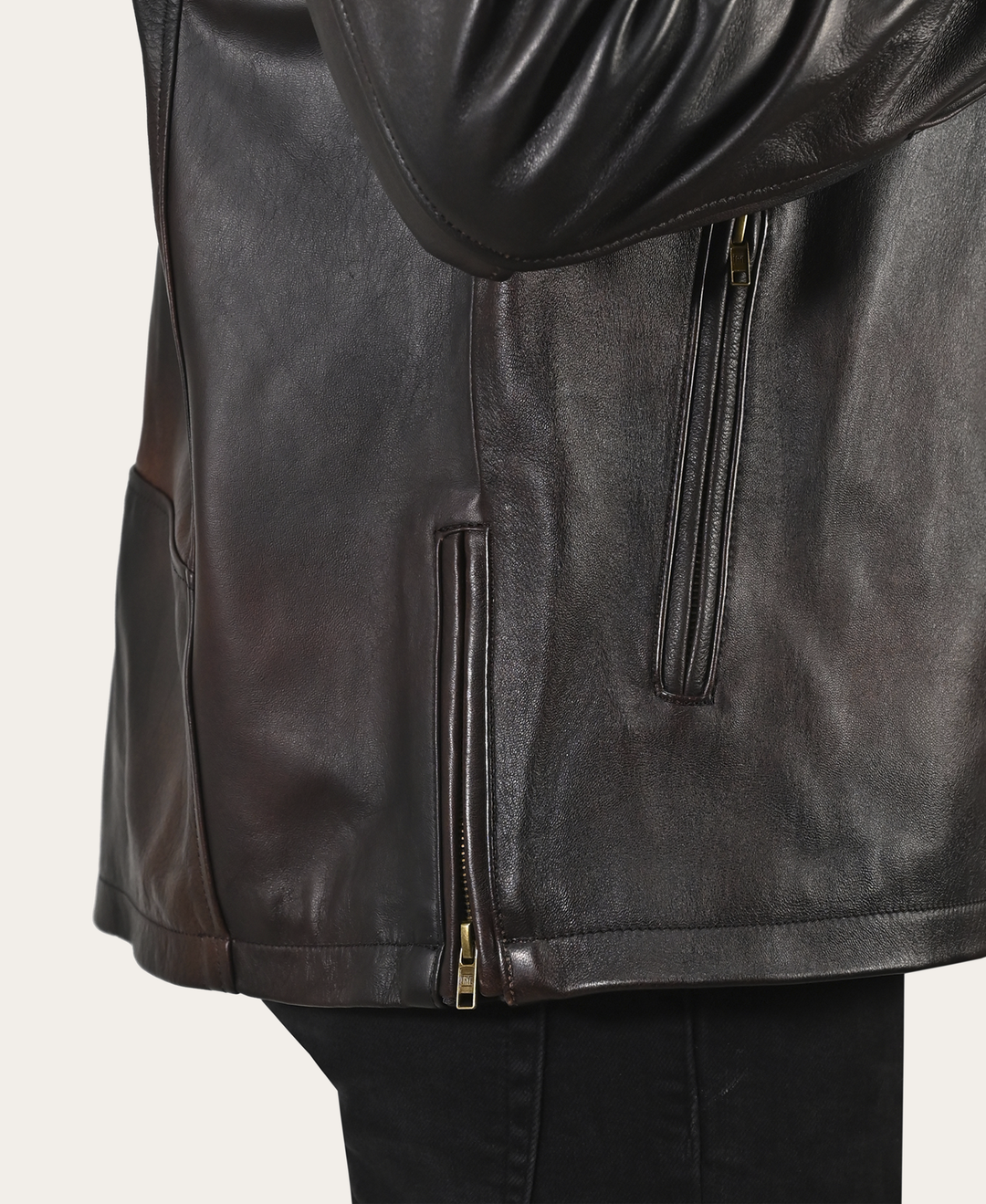 Men’s Cognac Black Huck Cowhide Racer Leather Jacket Cognac Black - Frye