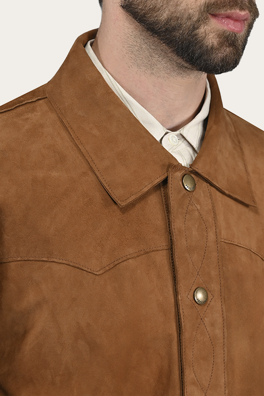 Men’s Middle Brown Judd Minimalist Suede Shacket Middle Brown - Frye