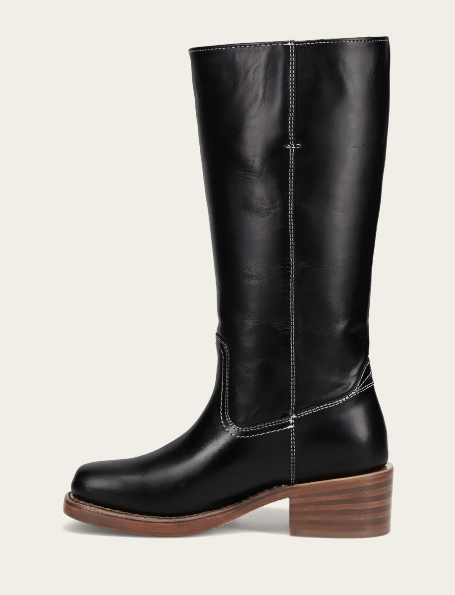 Women's Campus 14L Jet Black Wide Calf Boots Jet Black - Frye