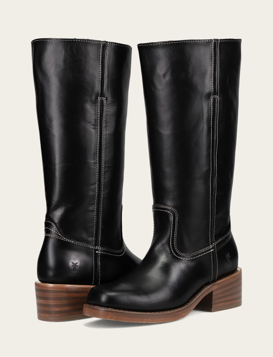 Women's Campus 14L Jet Black Wide Calf Boots Jet Black - Frye