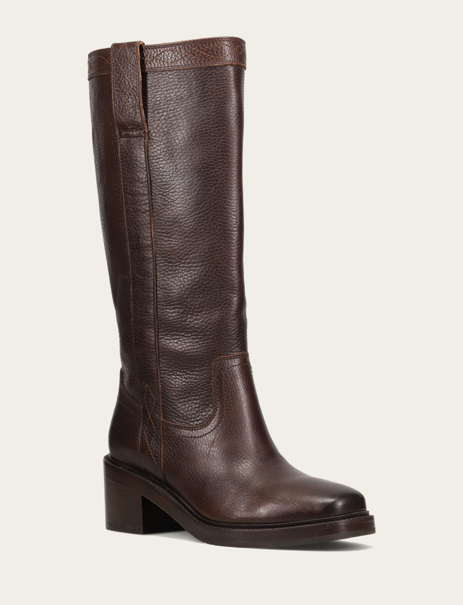 Women's Dark Brown Kate Pull On Wide Calf Tall Boots Dark Brown - Frye
