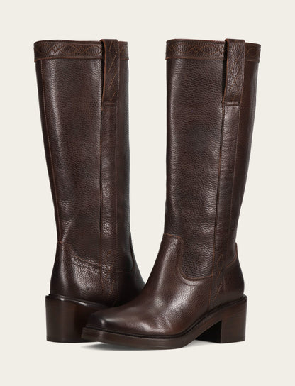 Women's Dark Brown Kate Pull On Wide Calf Tall Boots Dark Brown - Frye