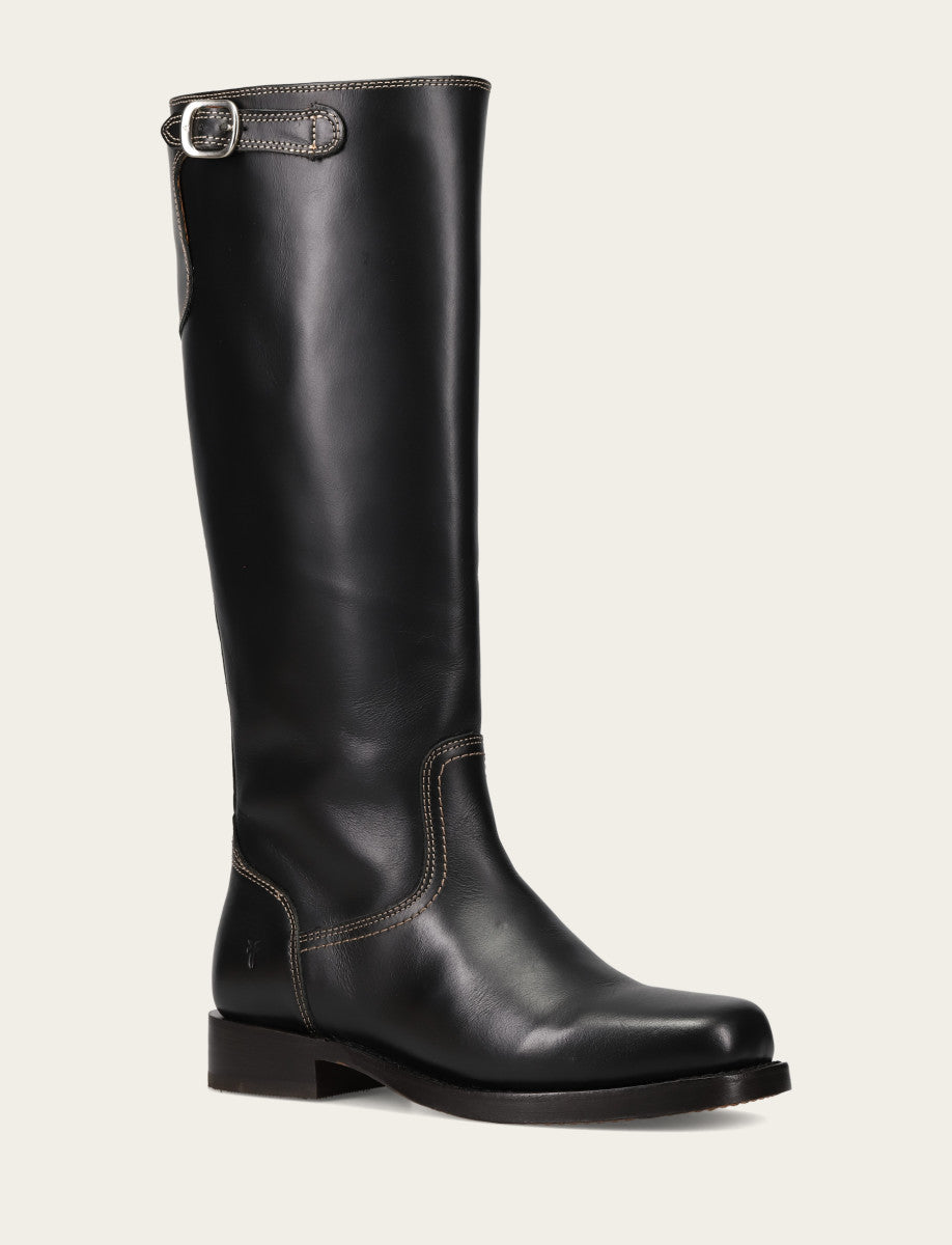 Women's Black Campus Low Heel Tall Riding Boot Black - Frye