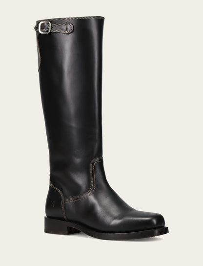 Women's Black Campus Low Heel Tall Riding Boot Black - Frye