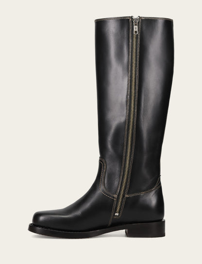 Women's Black Campus Low Heel Tall Riding Boot Black - Frye