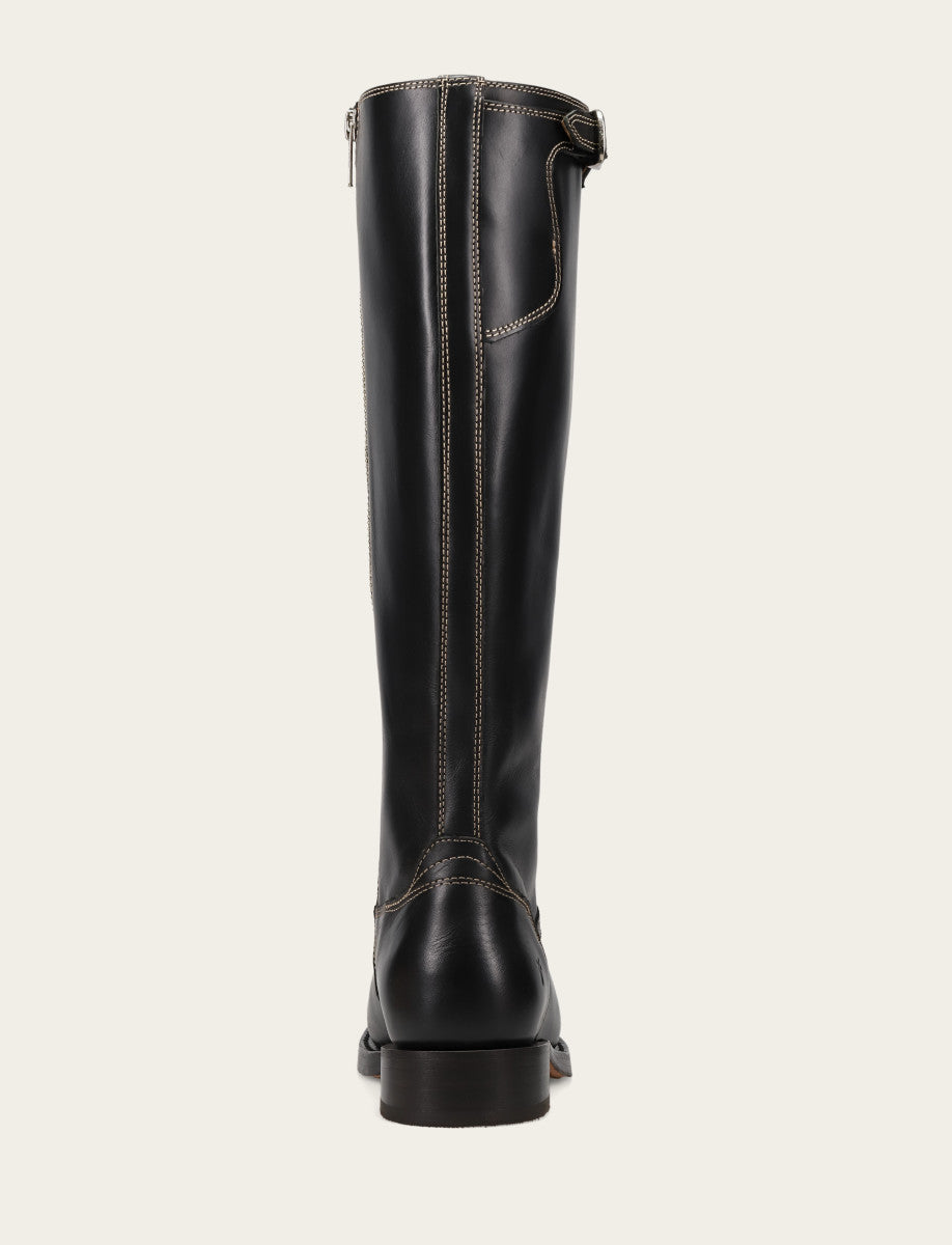 Women's Black Campus Low Heel Tall Riding Boot Black - Frye
