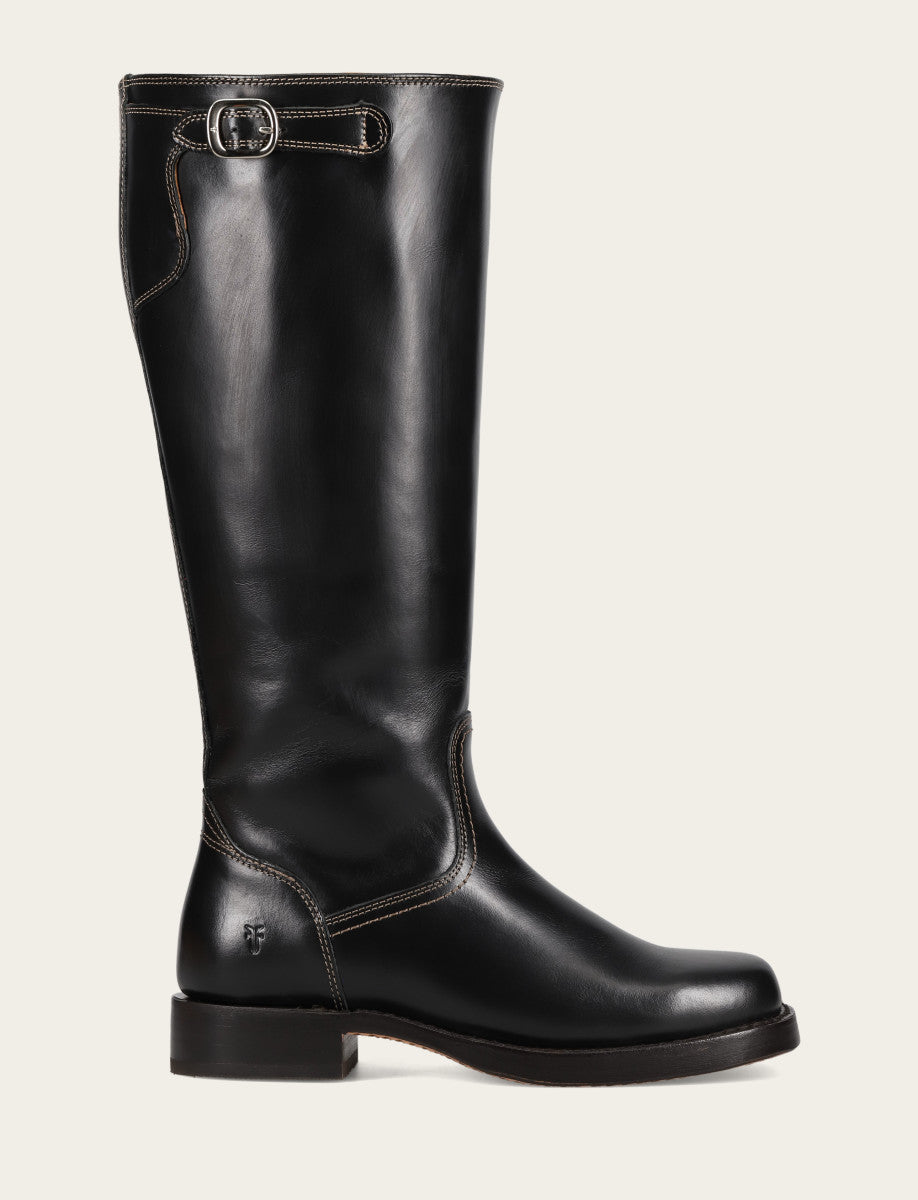 Women's Black Campus Low Heel Tall Riding Wide Calf Boot Black - Frye