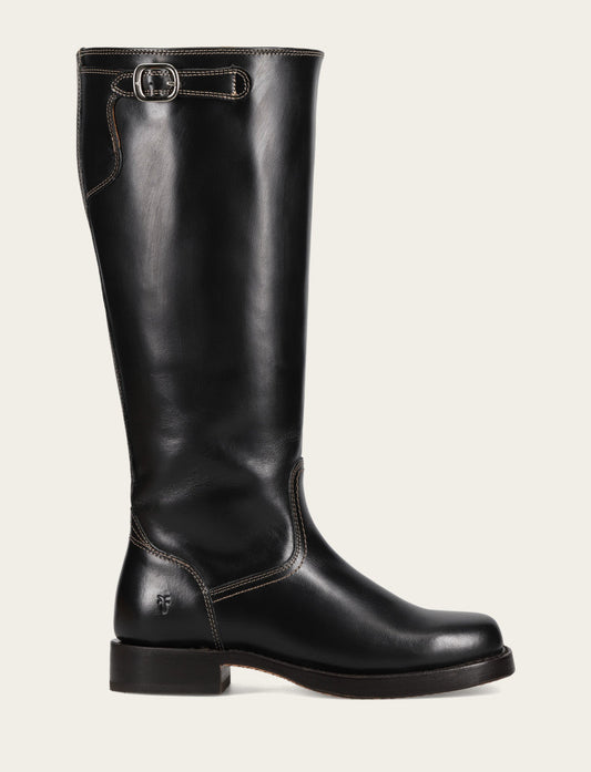Women's Black Campus Low Heel Tall Riding Wide Calf Boot Black - Frye