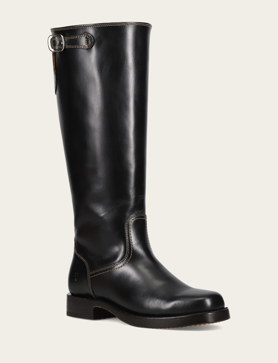 Women's Black Campus Low Heel Tall Riding Wide Calf Boot Black - Frye