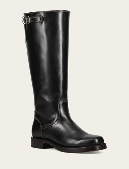 Women's Black Campus Low Heel Tall Riding Wide Calf Boot Black - Frye
