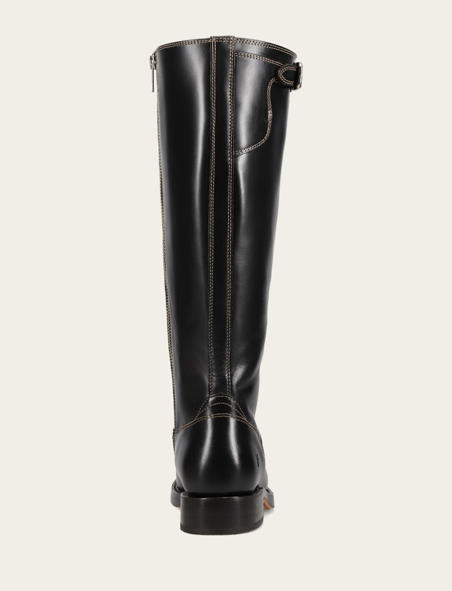 Women's Black Campus Low Heel Tall Riding Wide Calf Boot Black - Frye