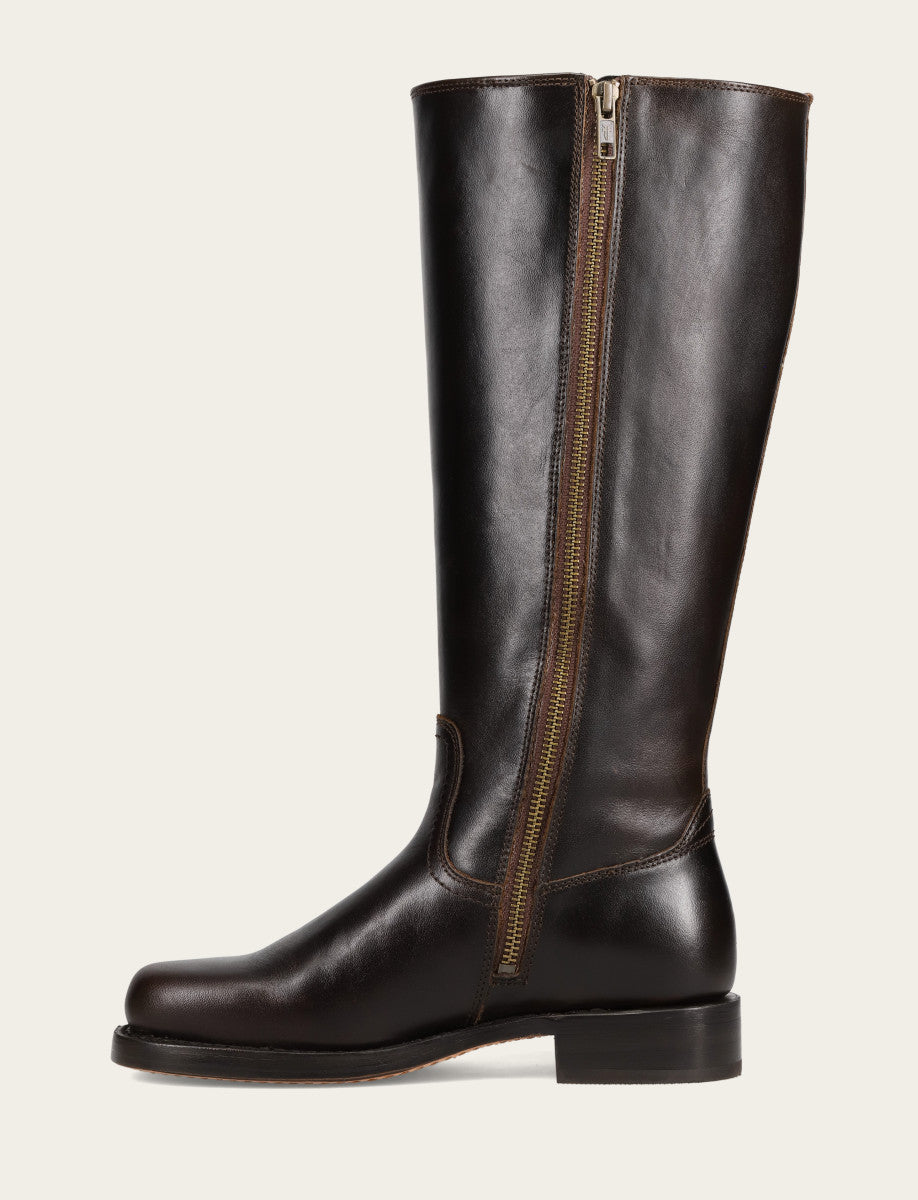 Women's Bourbon Campus Low Heel Tall Riding Wide Calf Boot Bourbon - Frye