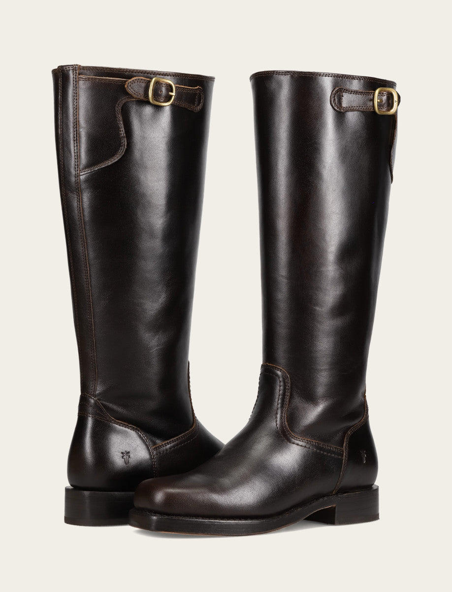 Women's Bourbon Campus Low Heel Tall Riding Wide Calf Boot Bourbon - Frye