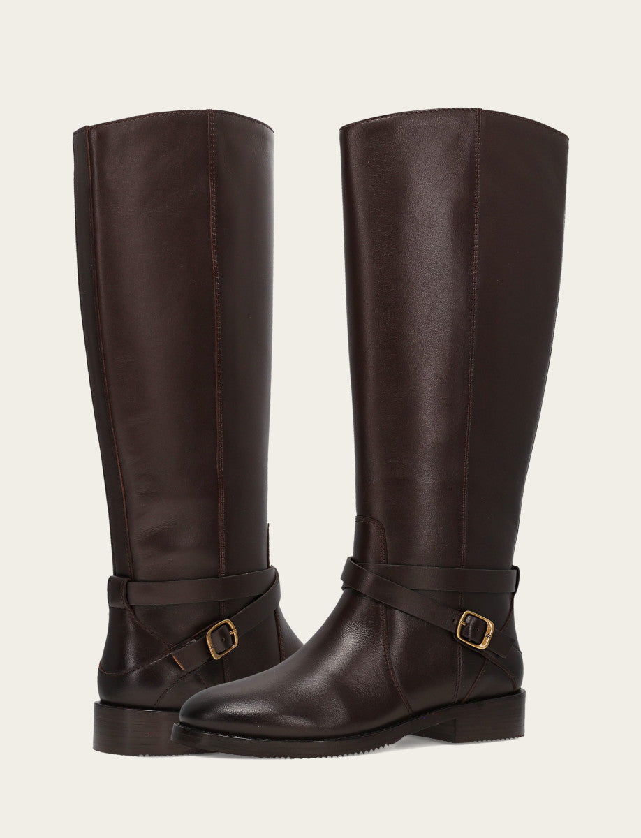 Women's Dark Brown Melissa Belted Riding Boot Dark Brown - Frye