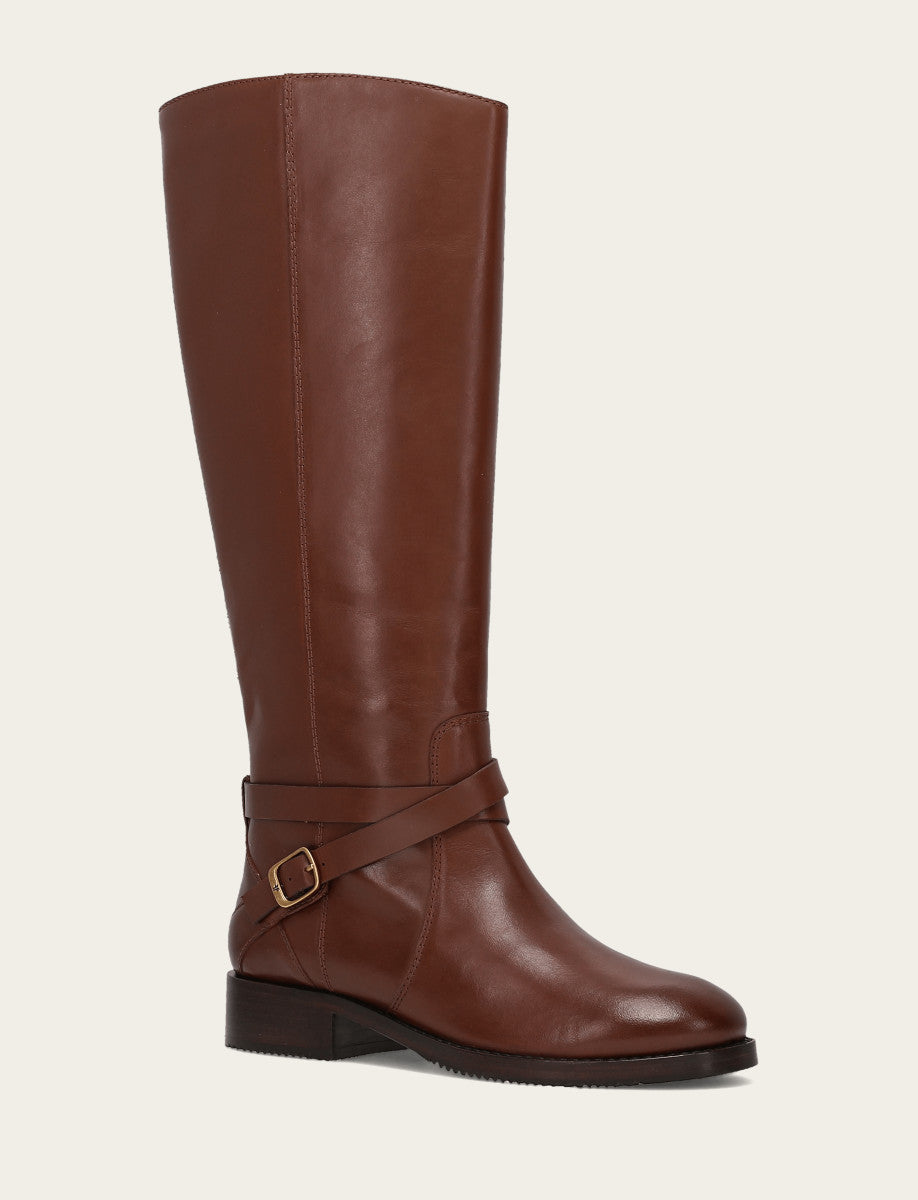 Women's Walnut Melissa Belted Riding Wide Calf Boot Walnut - Frye