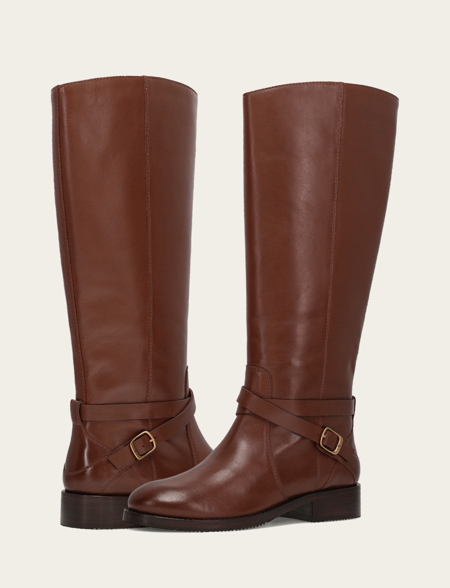 Women's Walnut Melissa Belted Riding Wide Calf Boot Walnut - Frye