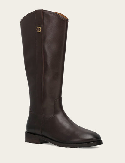 Women's Dark Brown Melissa Button Tall Inside Zip Wide Calf Boot Dark Brown - Frye