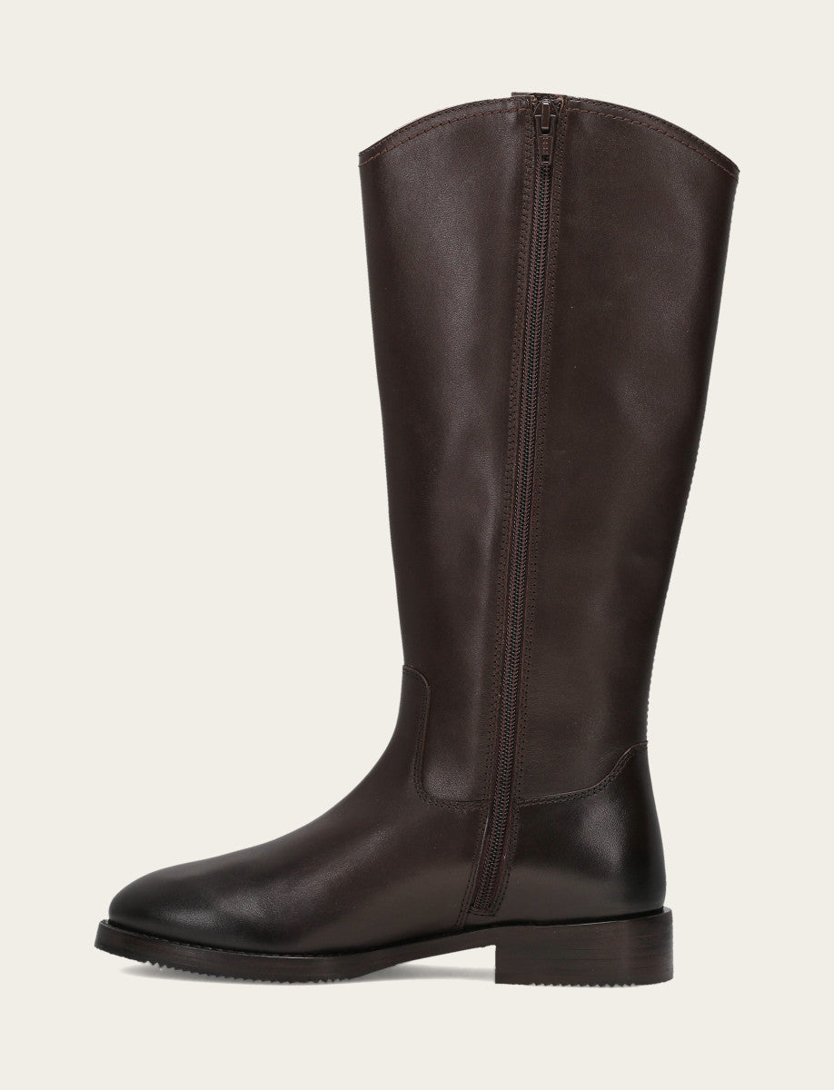 Women's Dark Brown Melissa Button Tall Inside Zip Wide Calf Boot Dark Brown - Frye