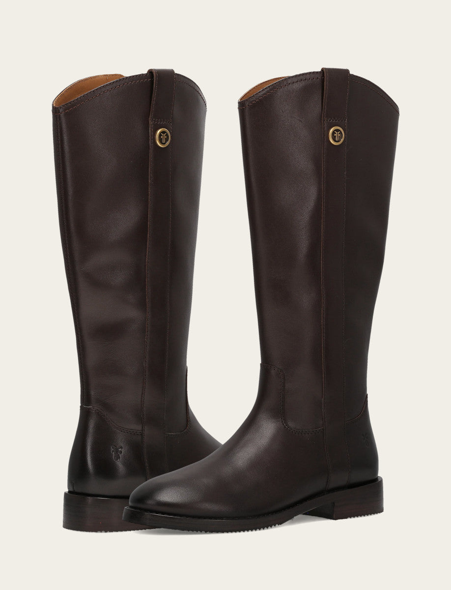 Women's Dark Brown Melissa Button Tall Inside Zip Wide Calf Boot Dark Brown - Frye