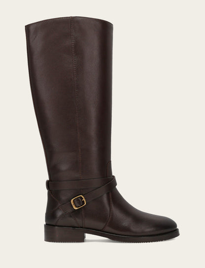 Women's Dark Brown Melissa Belted Riding Wide Calf Boot Dark Brown - Frye