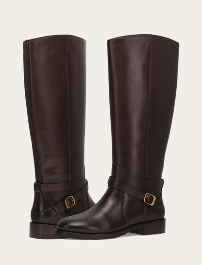 Women's Dark Brown Melissa Belted Riding Wide Calf Boot Dark Brown - Frye