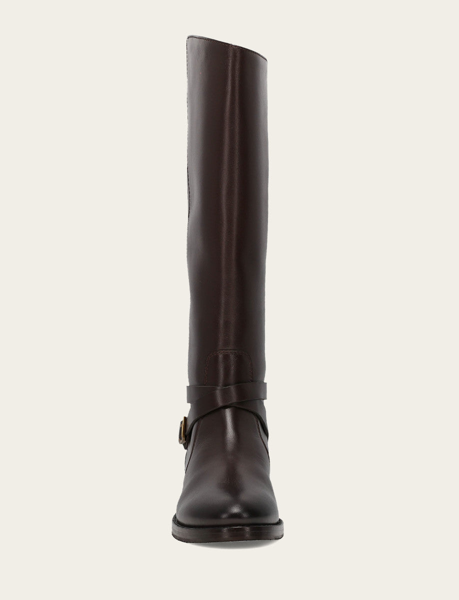 Women's Dark Brown Melissa Belted Riding Wide Calf Boot Dark Brown - Frye
