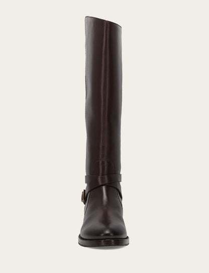 Women's Dark Brown Melissa Belted Riding Wide Calf Boot Dark Brown - Frye