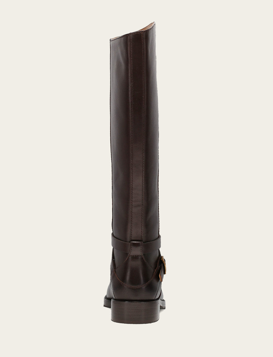 Women's Dark Brown Melissa Belted Riding Wide Calf Boot Dark Brown - Frye