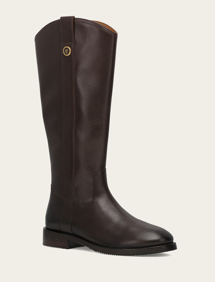 Women's Dark Brown Melissa Button Tall Inside Zip Boot Dark Brown - Frye