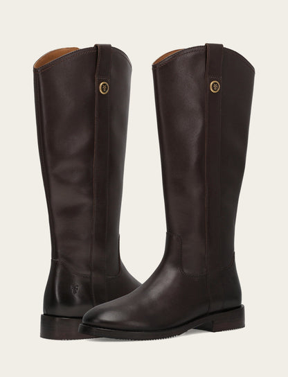 Women's Dark Brown Melissa Button Tall Inside Zip Boot Dark Brown - Frye