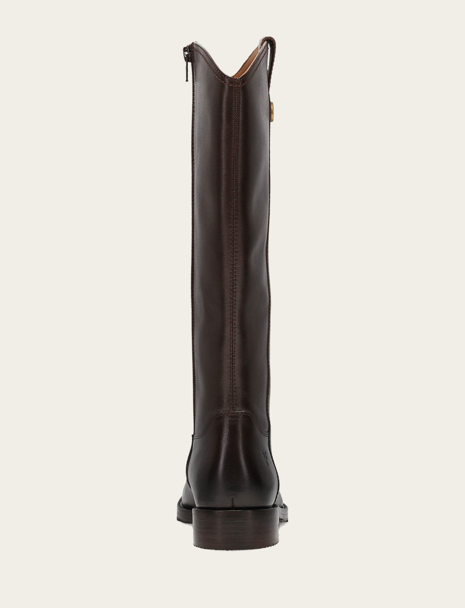 Women's Dark Brown Melissa Button Tall Inside Zip Boot Dark Brown - Frye