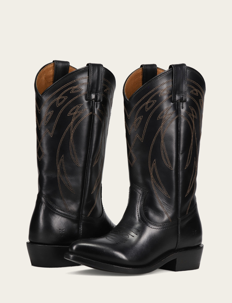 Women's Black Billy Pull On Deco Stitch Boots Black - Frye