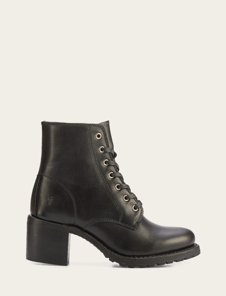 Women's Black Sabrina 6G Lace Up Boots Black - Frye
