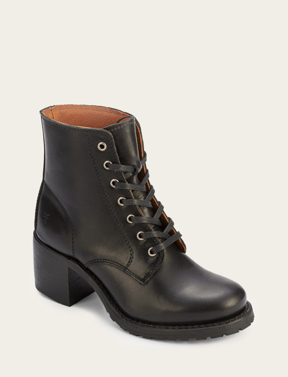 Women's Black Sabrina 6G Lace Up Boots Black - Frye