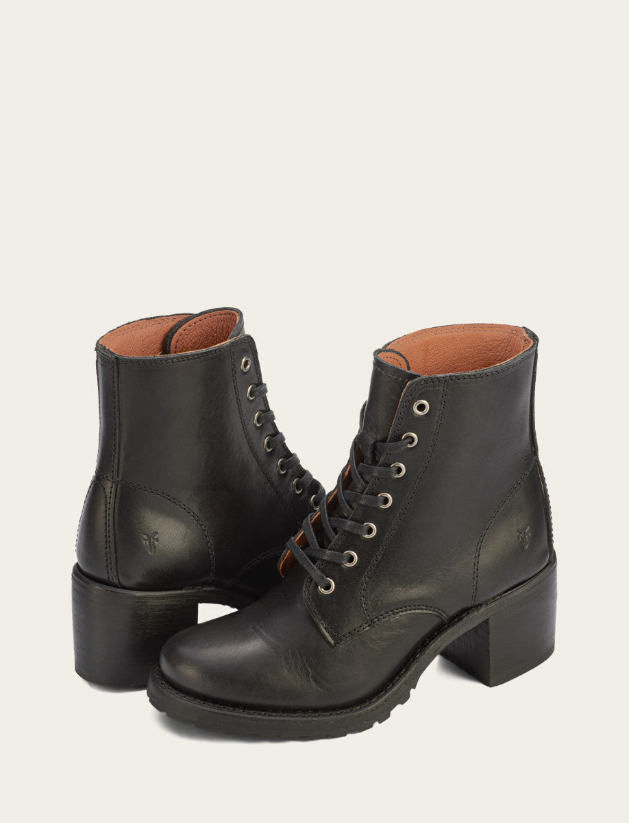 Women's Black Sabrina 6G Lace Up Boots Black - Frye