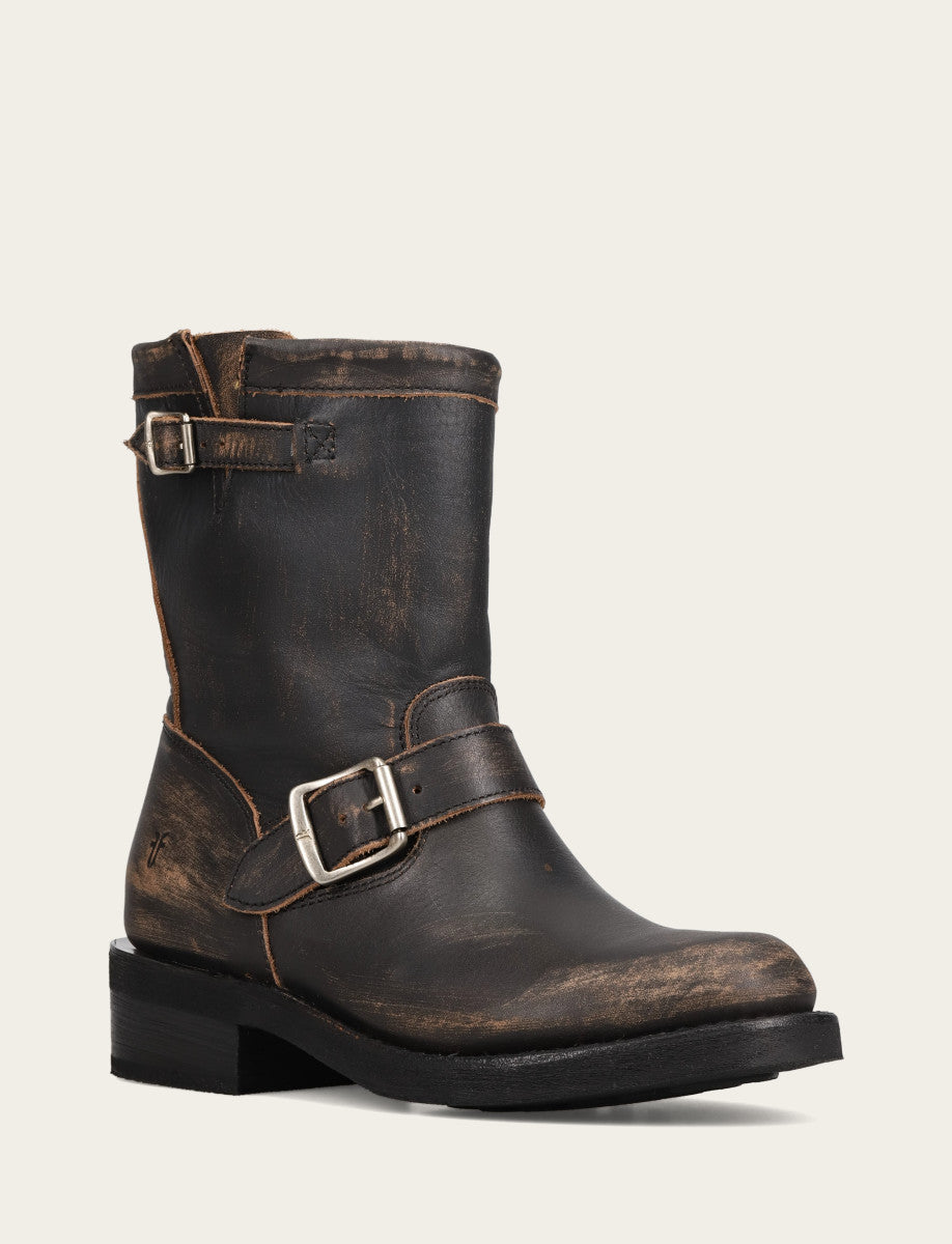 Women's Distressed Black Viv Short Engineer Boot Distressed Black - Frye
