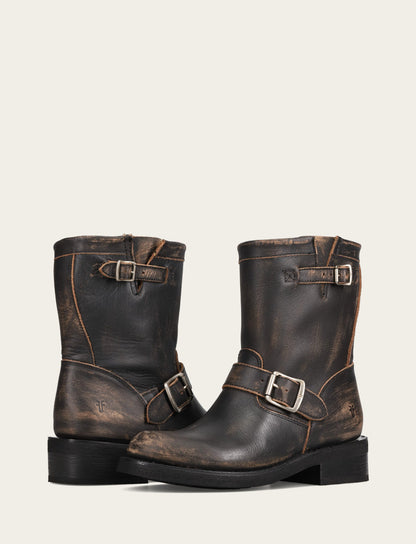 Women's Distressed Black Viv Short Engineer Boot Distressed Black - Frye
