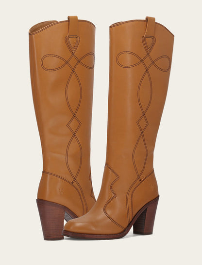 Women’s Caramel Corinne Deco Stitch Tall Boots Caramel - Frye