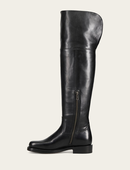 Women's Black Campus Low Heel Over The Knee Boot Black - Frye