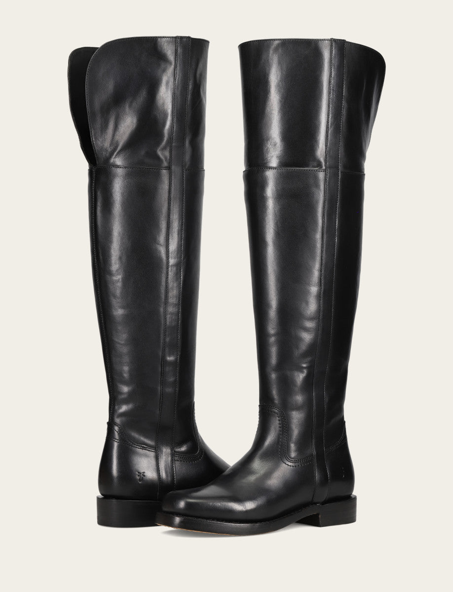 Women's Black Campus Low Heel Over The Knee Boot Black - Frye