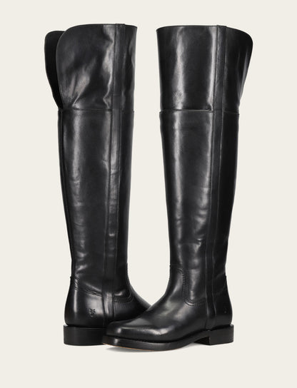 Women's Black Campus Low Heel Over The Knee Boot Black - Frye