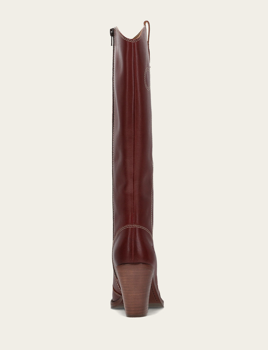 Women's Cranberry Corinne Tall Deco Stitch Boot Cranberry - Frye
