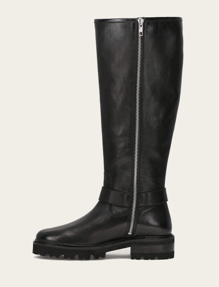 Women's Black Olivia Buckle Tall Boot Black - Frye