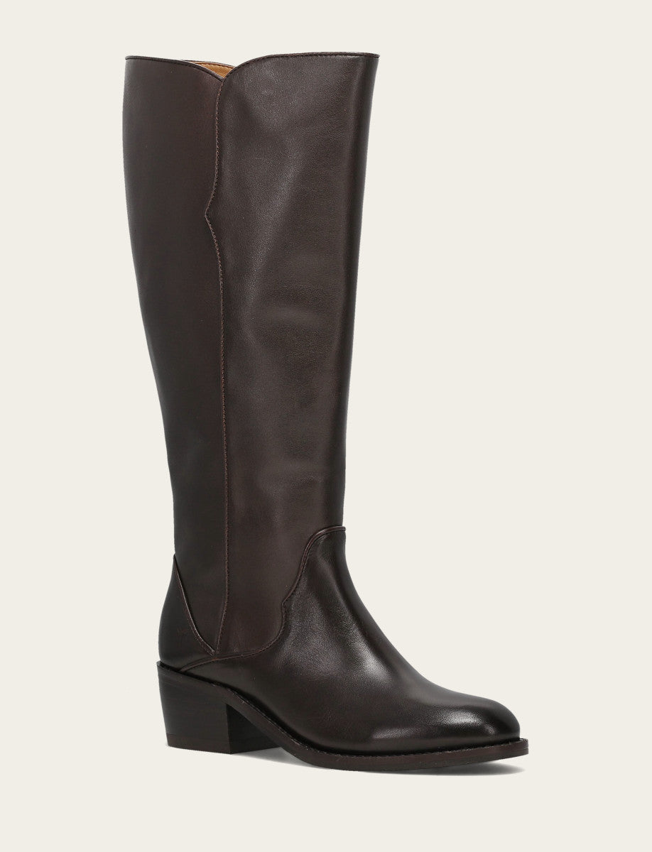 Women's Dark Brown Carson 2 Piping Tall Wide Calf Boot Dark Brown - Frye