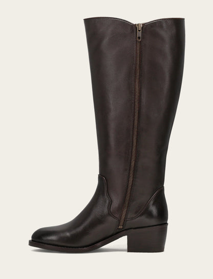 Women's Dark Brown Carson 2 Piping Tall Wide Calf Boot Dark Brown - Frye