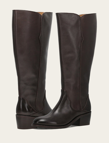 Women's Dark Brown Carson 2 Piping Tall Wide Calf Boot Dark Brown - Frye