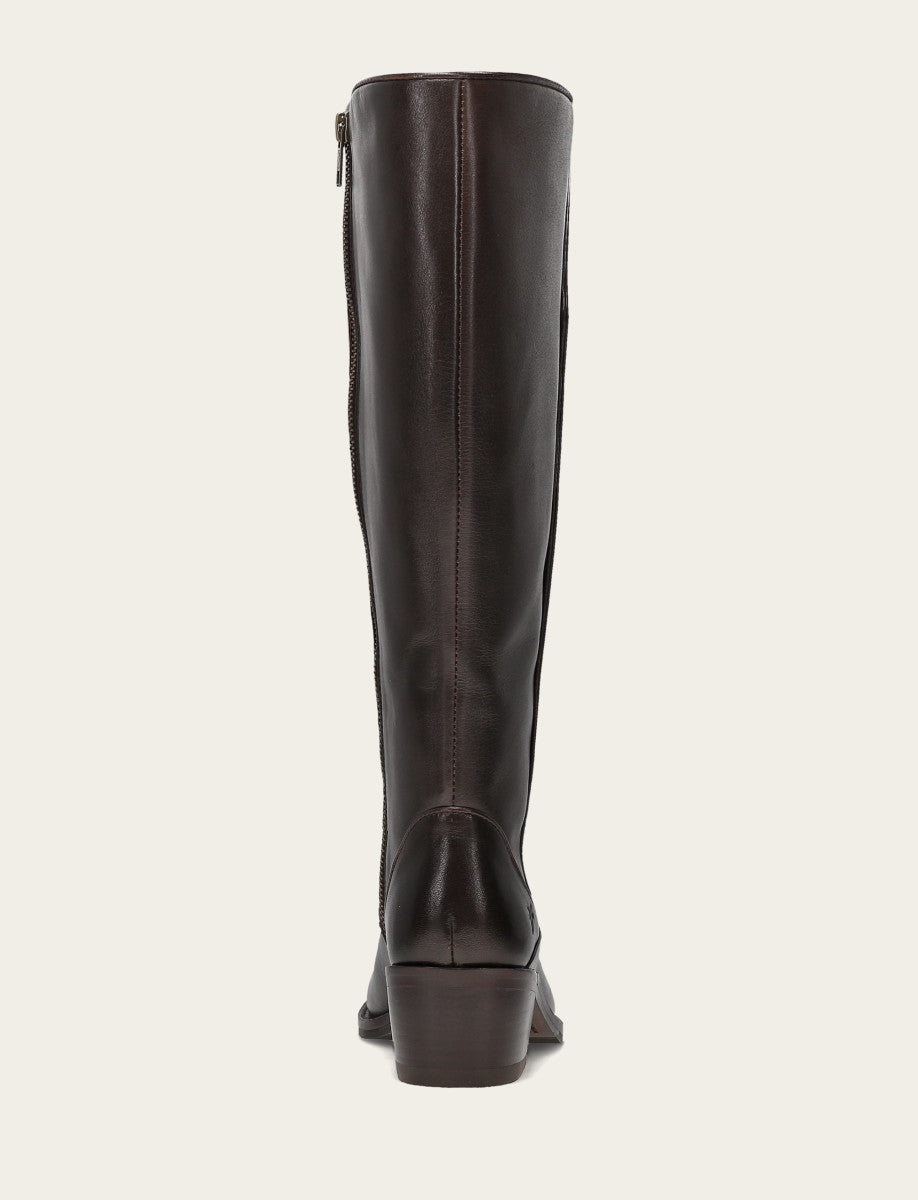 Women's Dark Brown Carson 2 Piping Tall Wide Calf Boot Dark Brown - Frye