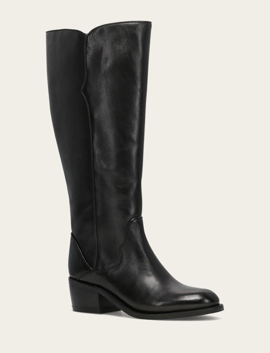 Women's Black Carson 2 Piping Tall Wide Calf Boot Black - Frye