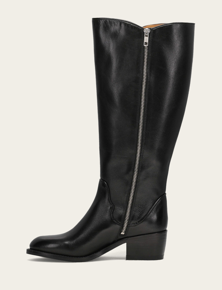 Women's Black Carson 2 Piping Tall Wide Calf Boot Black - Frye